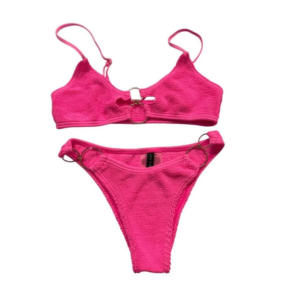 Love & Bikinis Neon Pink Bikini with gold details
